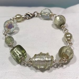 Artisan glass bead bracelet/matching earrings